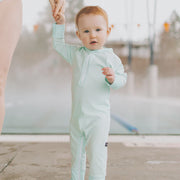 Honeysuckle Swim Sunsuit - Green Seersucker
