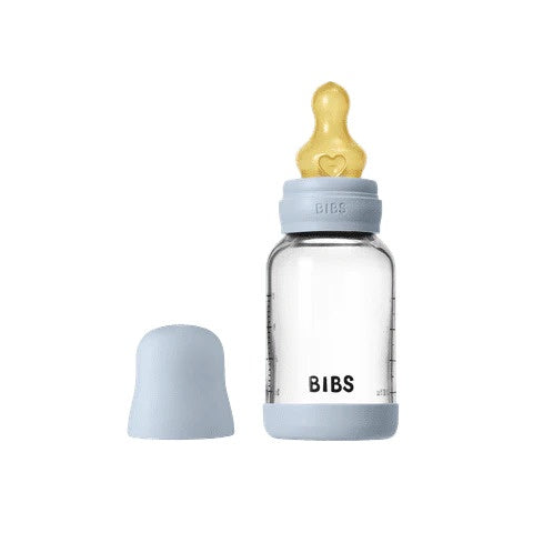 BIBS Baby Glass Bottle Latex - Baby Blue 120ml