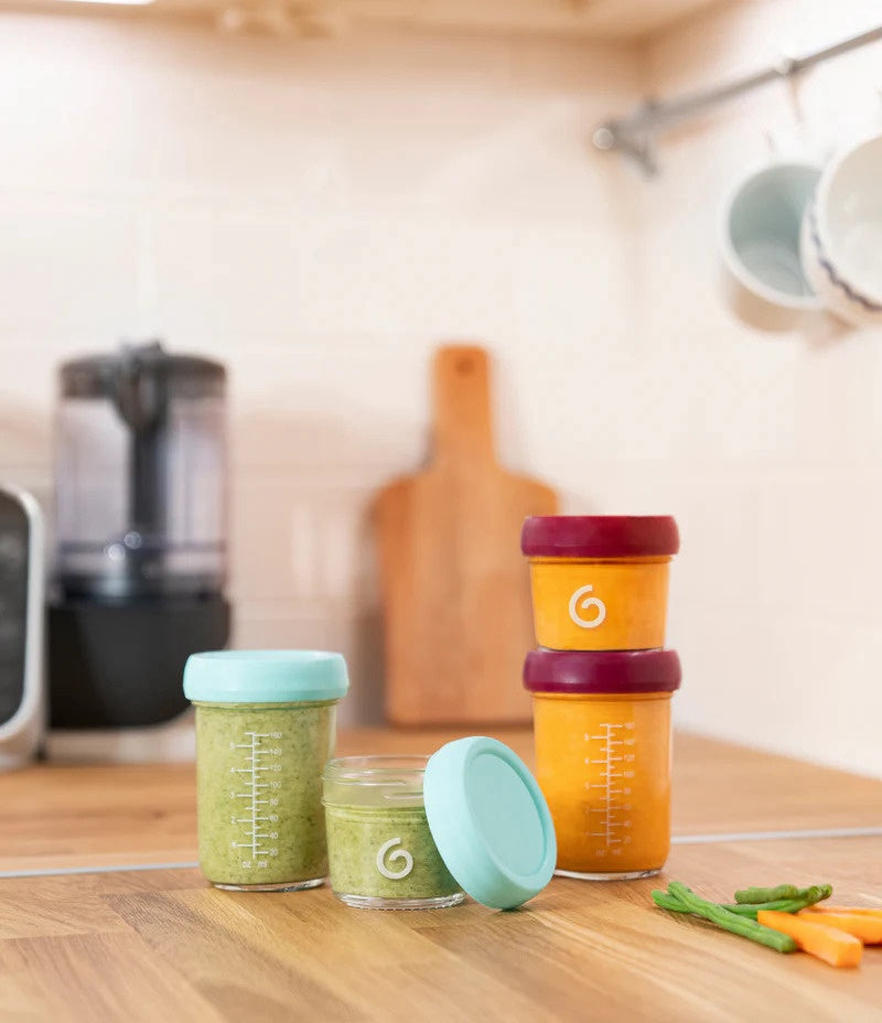 Babymoov Glass Baby Food Jar Storage Containers 4 x 8oz