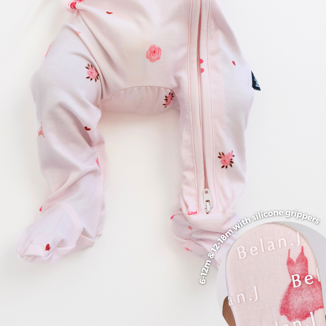 Footed Zipper Sleeper - Ballerina