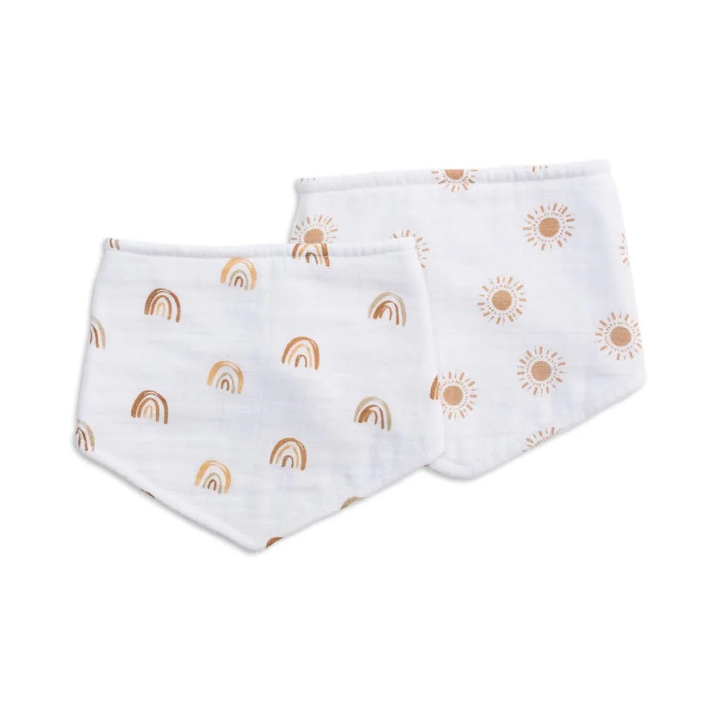 Lulujo Boho 2PK Bandana Bibs - Rainbows/Suns