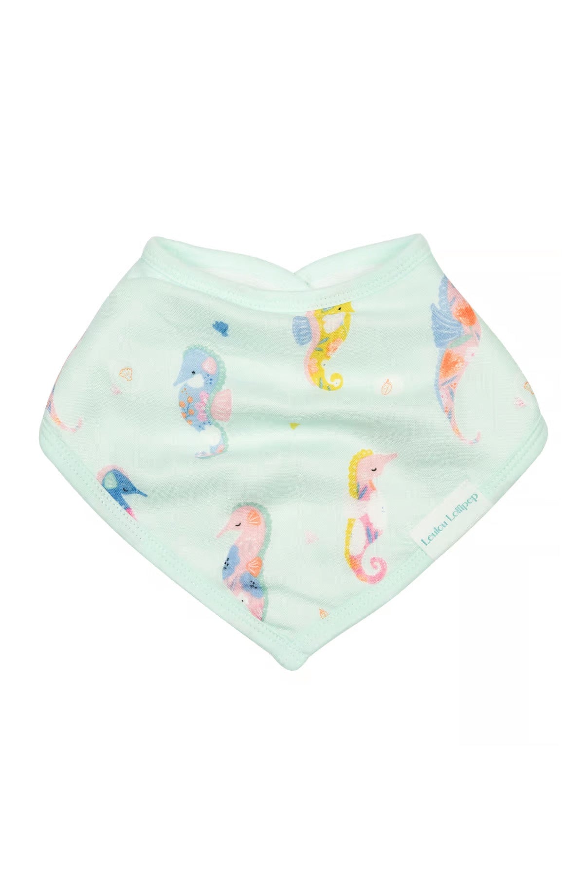 Loulou Lollipop Bandana Bib Set - Painterly Seahorse