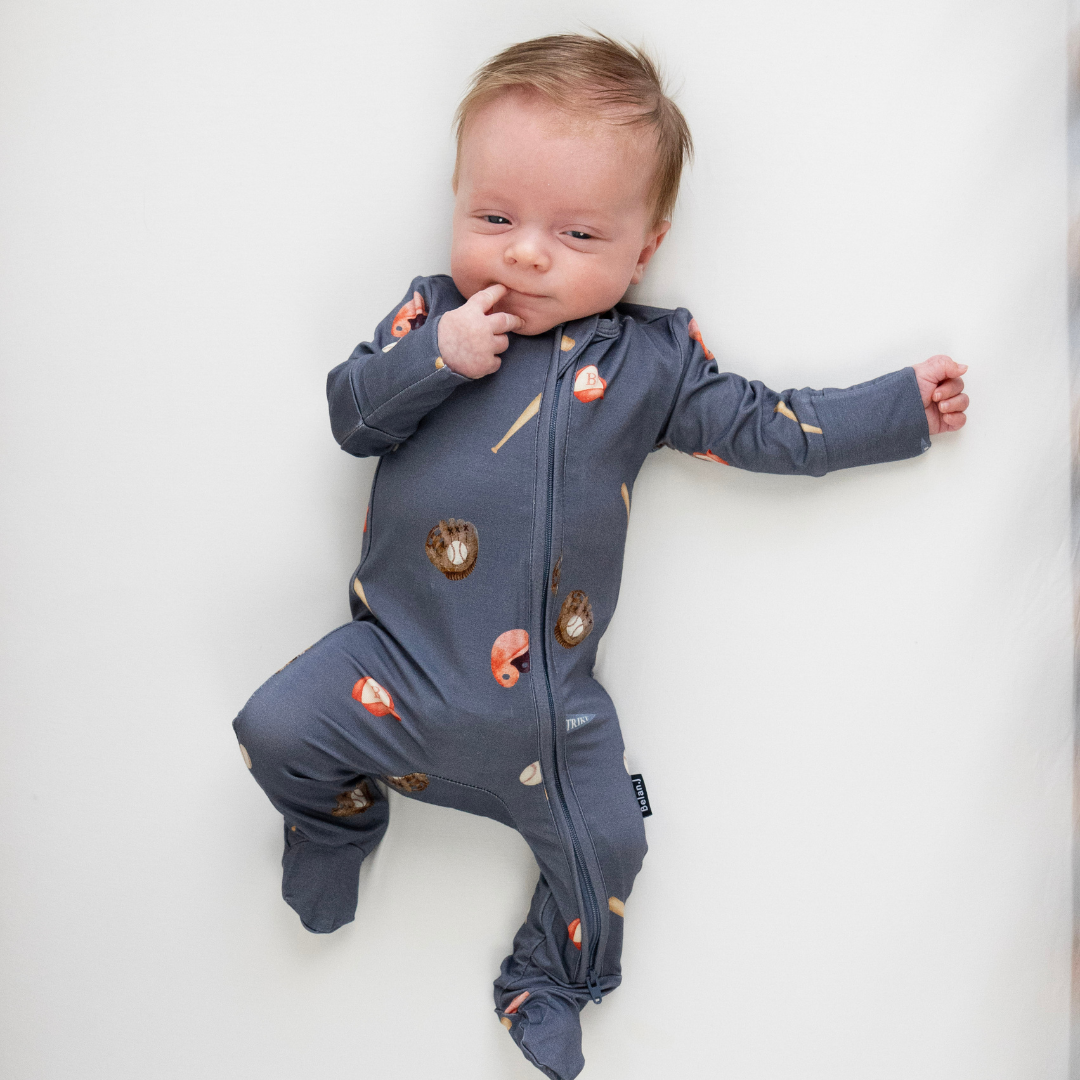 Footed Zipper Sleeper - Baseball