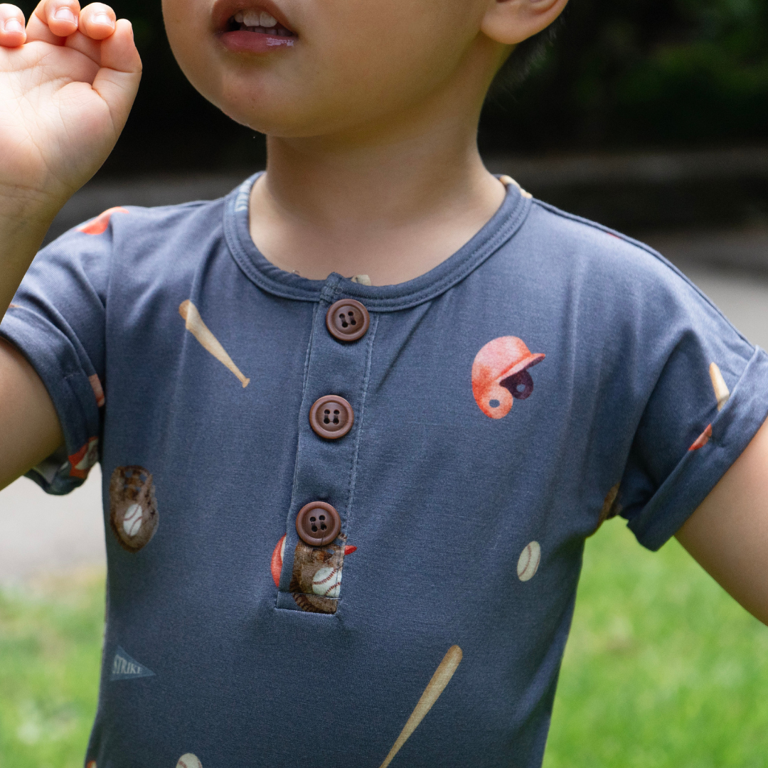 S/S Shortall Romper - Baseball