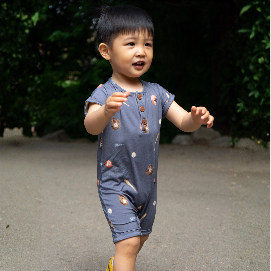 S/S Shortall Romper - Baseball