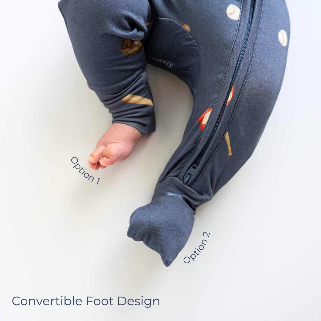 Footless Zipper Sleeper - Baseball