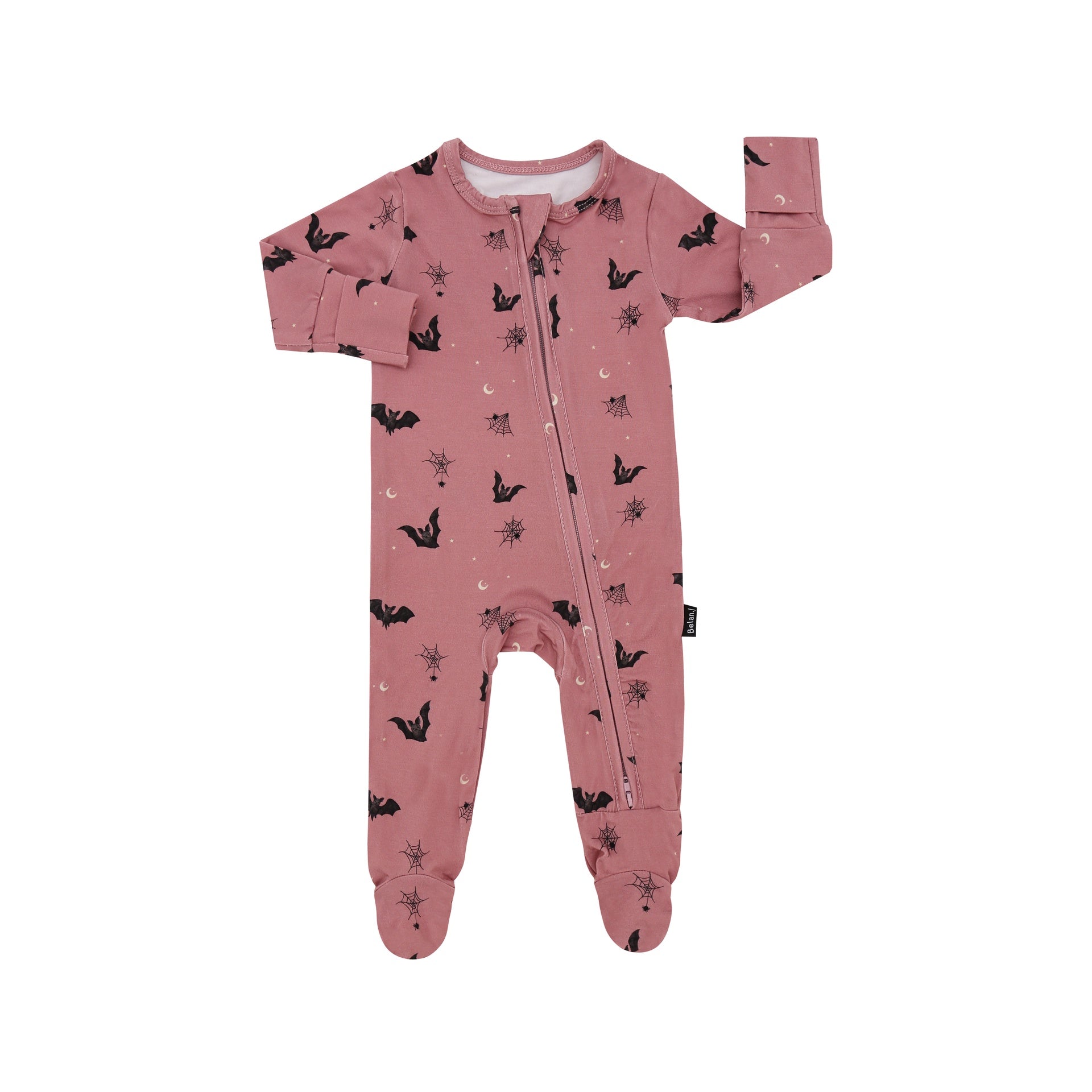 Footed Zipper Sleeper - Bats - Ash Rose