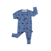 Footless Zipper Sleeper - Bats - Blue