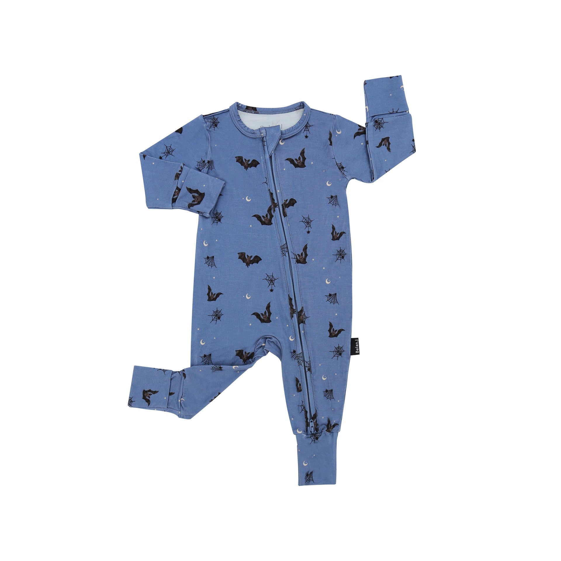 Footless Zipper Sleeper - Bats - Blue
