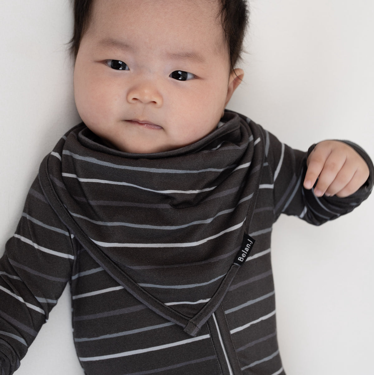 Bandana Bib - Charcoal Stripes