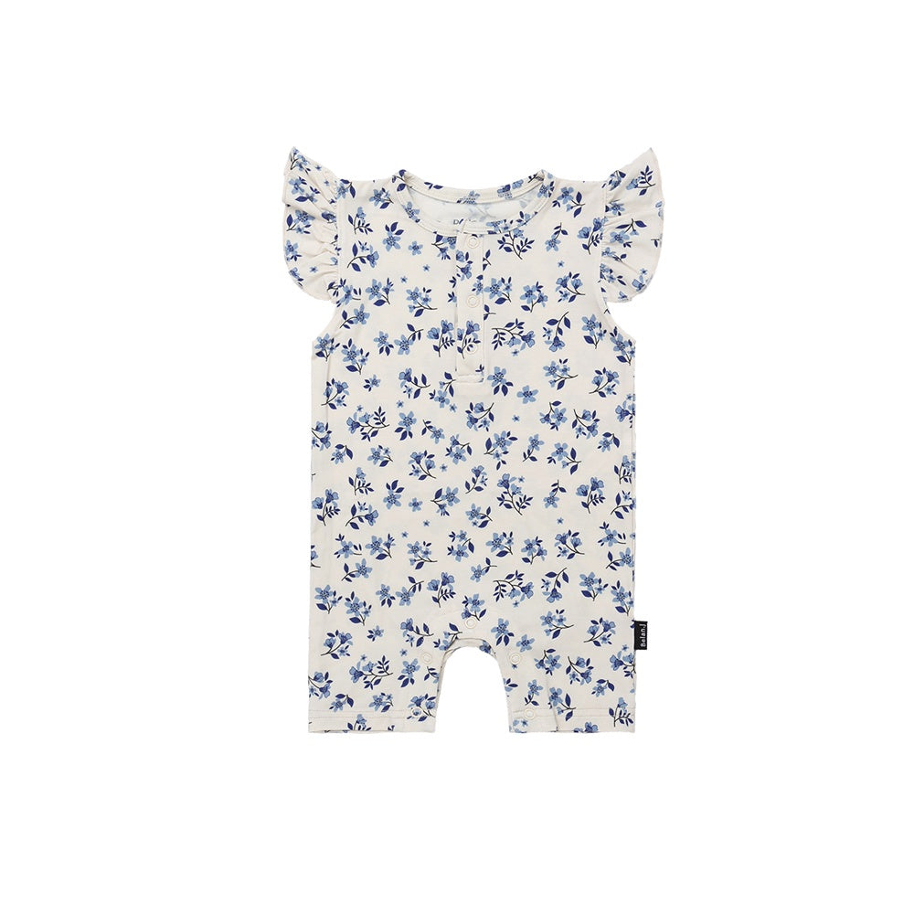 Ruffled Sleeves Shortall Romper - Bluebell