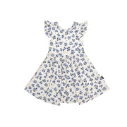 Ruffled Sleeves Twirl Dress - Bluebell