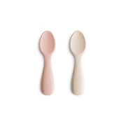 Mushie Silicone Toddler Starter Spoons 2 Pack - Blush/Shifting Sand