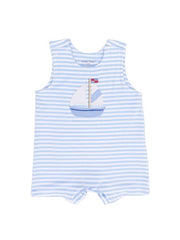 Angel Dear Sleeveless Romper - Bubbly Sailboat Stripe