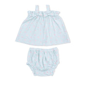 Angel Dear Top and Ruffle Bloomer - Tiny Cherry Stripe