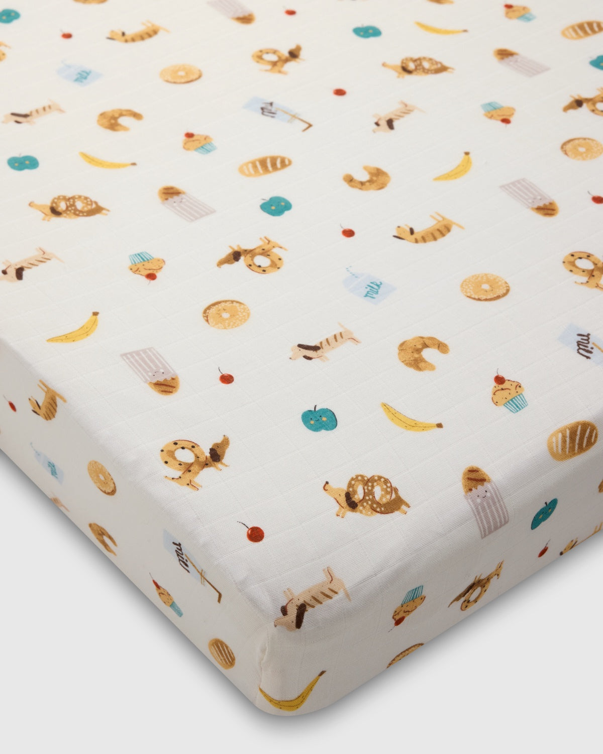 Loulou Lollipop Muslin Fitted Crib Sheet - French Breakfast