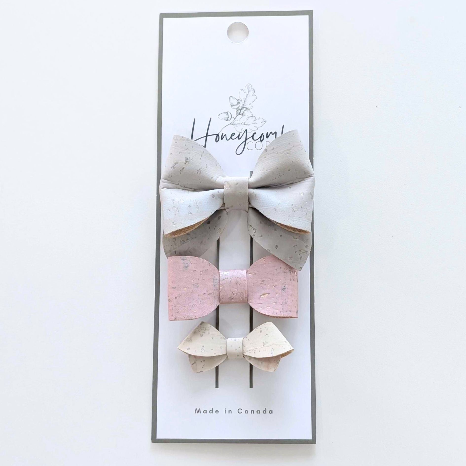 Honeycomb Cork Bow Clip Set - Darla, Rylie, Dottie