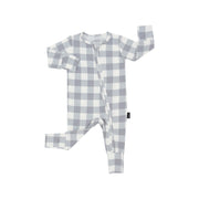 Footless Zipper Sleeper  - Denim Plaid