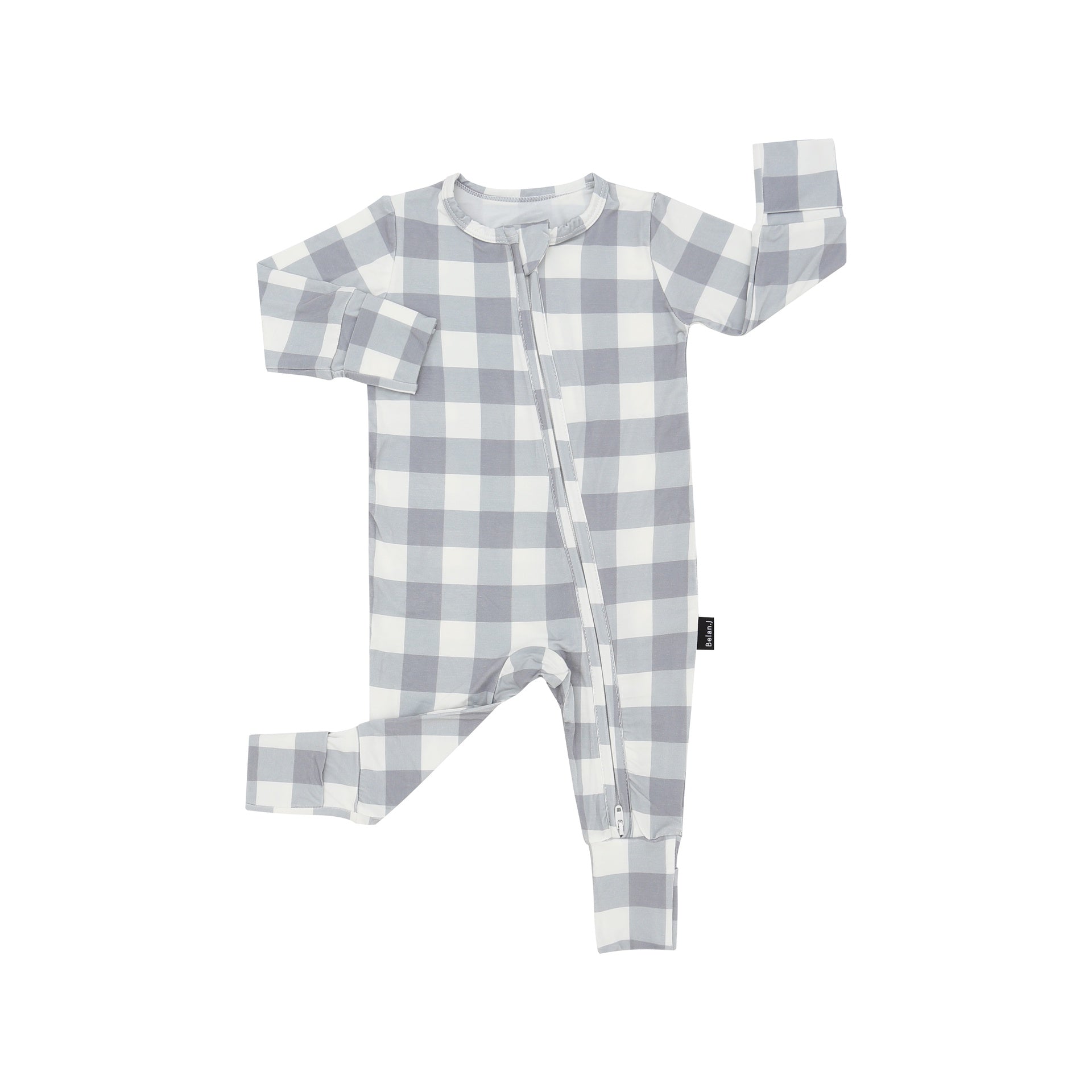 Footless Zipper Sleeper  - Denim Plaid