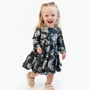 Long Sleeve Tiered Dress - Dark Floral