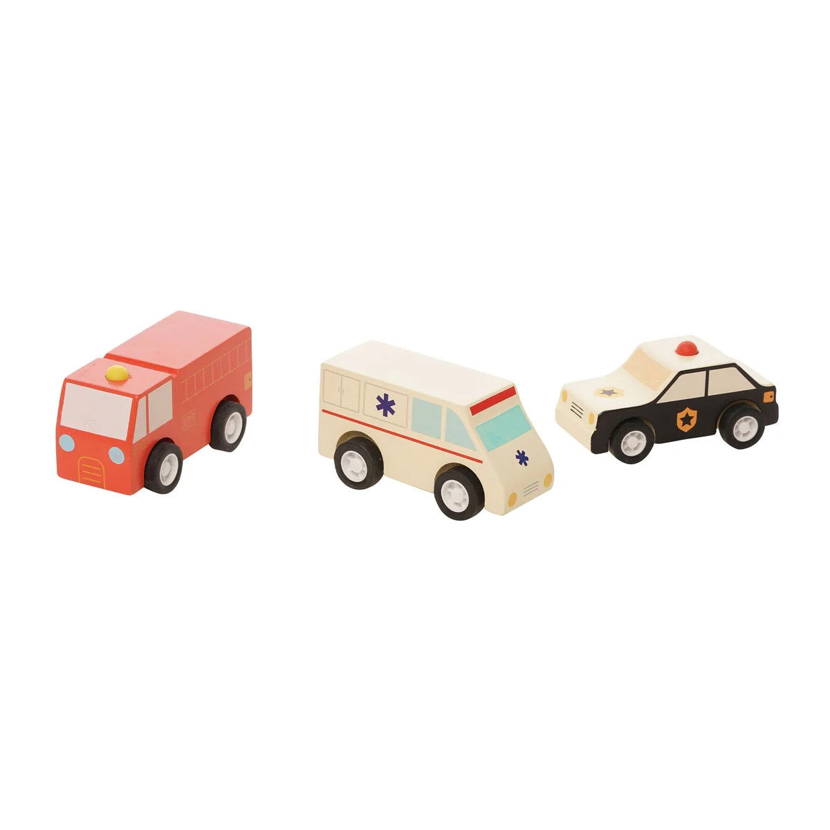 Manhattan Toy Wooden Pull Back Rescue Cars