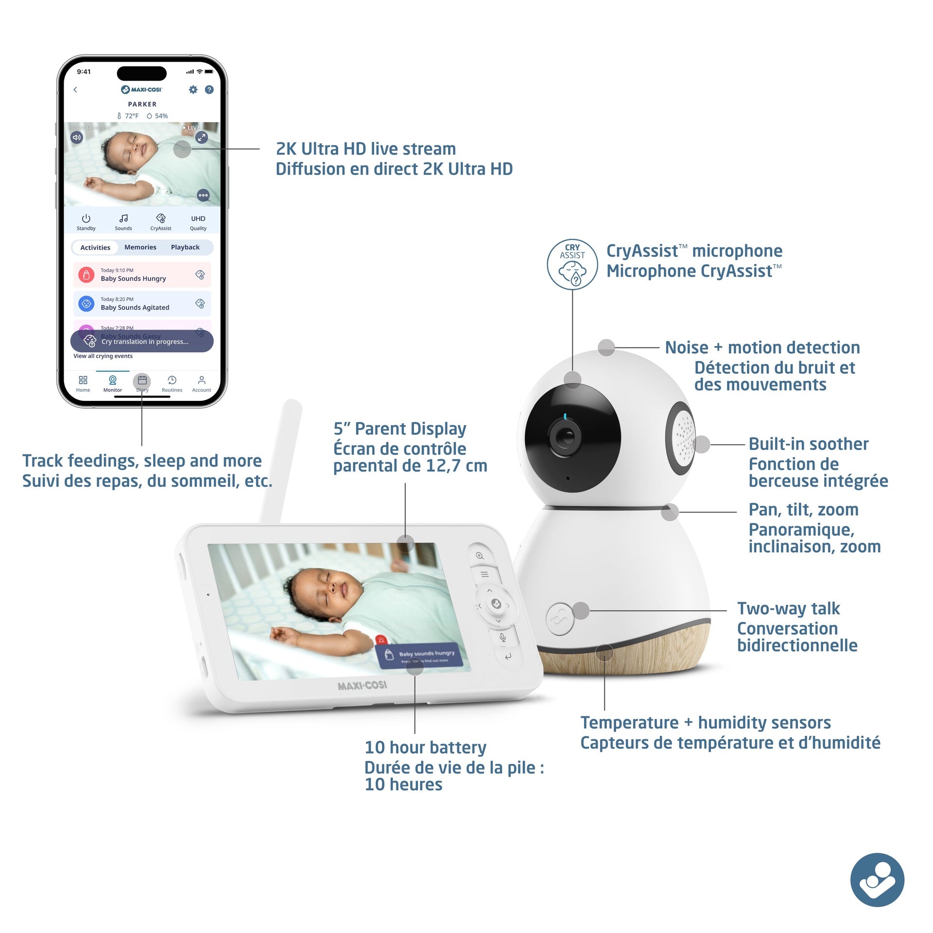 Maxi-Cosi See Pro 360 Baby Monitor & Parent Unit With CryAssist Technology
