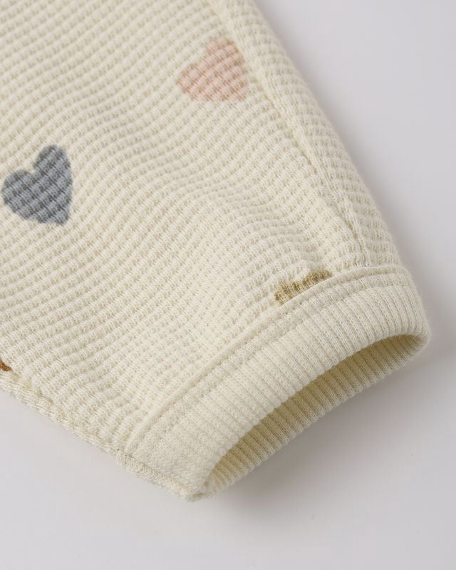 Quincy Mae Waffle Sweater Set - Confetti Hearts