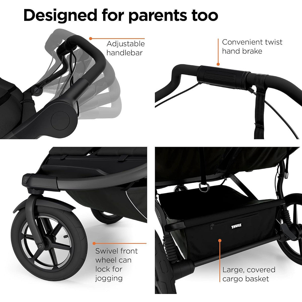 features double stroller thule