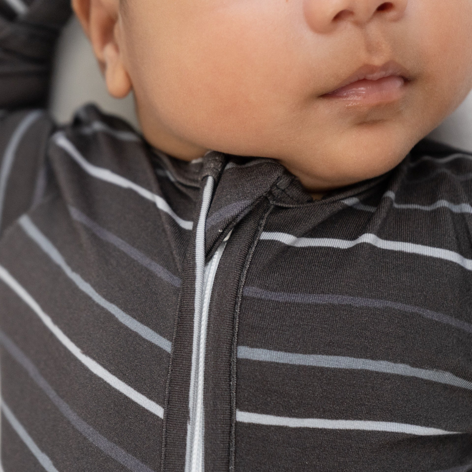 Footed Zipper Sleeper - Charcoal Stripes
