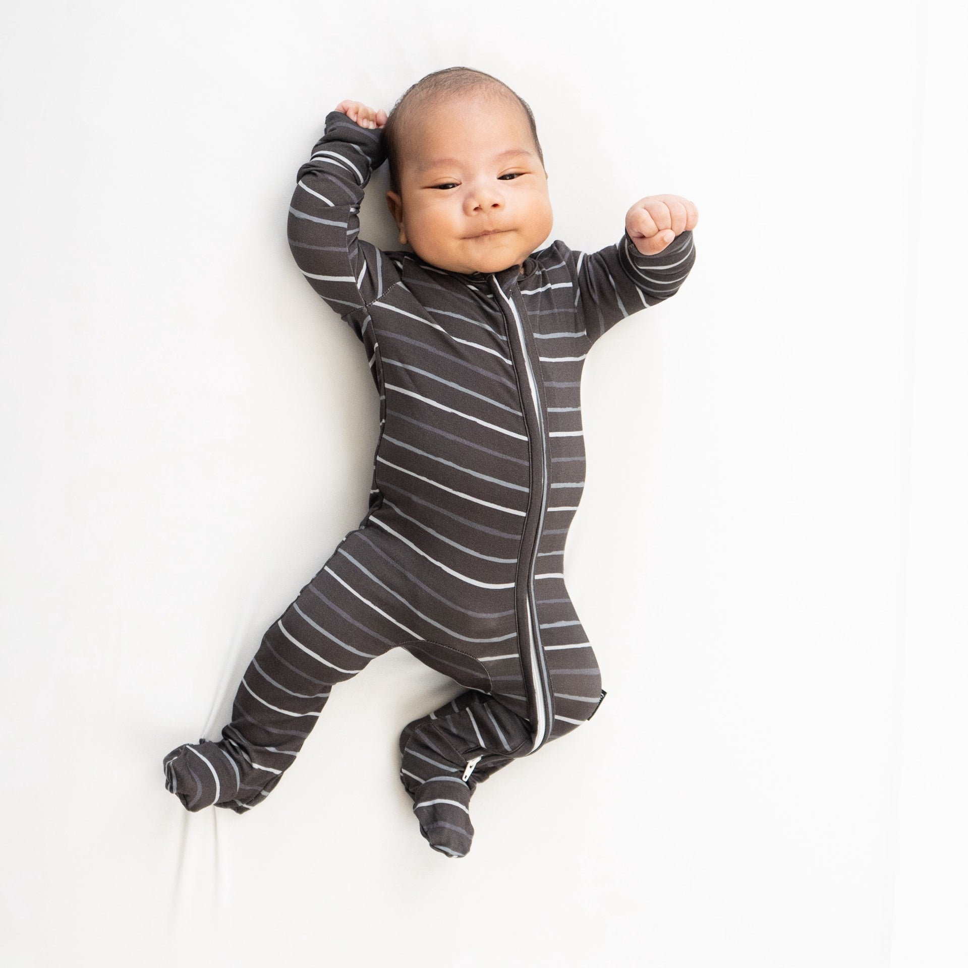 Footed Zipper Sleeper - Charcoal Stripes