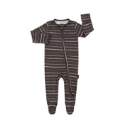 Footed Zipper Sleeper - Charcoal Stripes