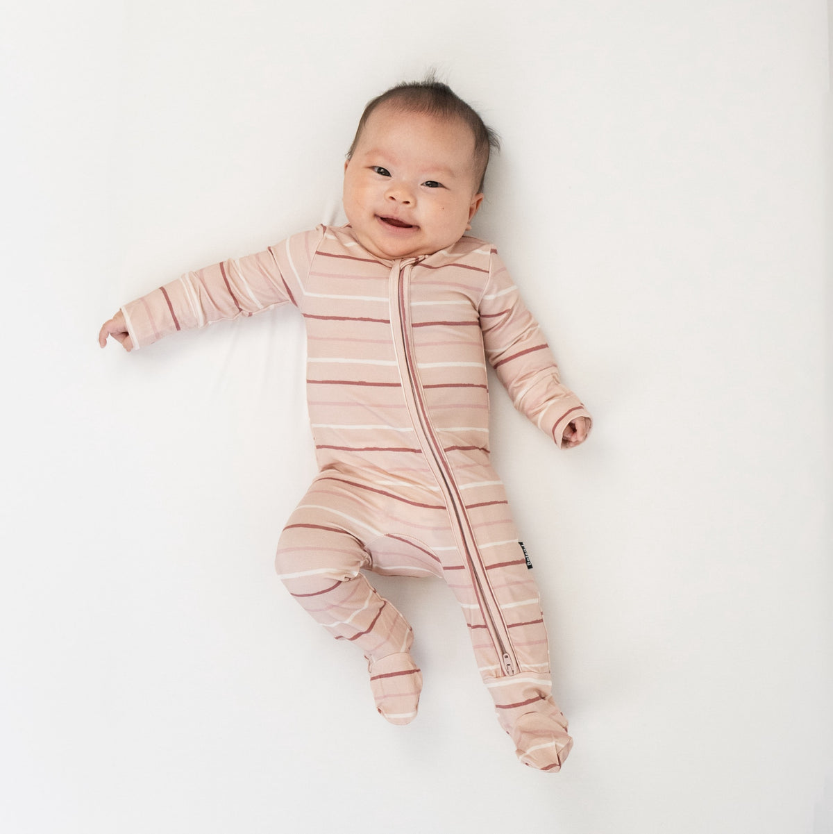Footed Zipper Sleeper - Pink Stripes