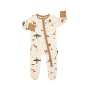 Footed Zipper Sleeper - Safari