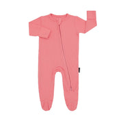 Ribbed Bamboo Footed Zipper Sleeper - Candy Pink