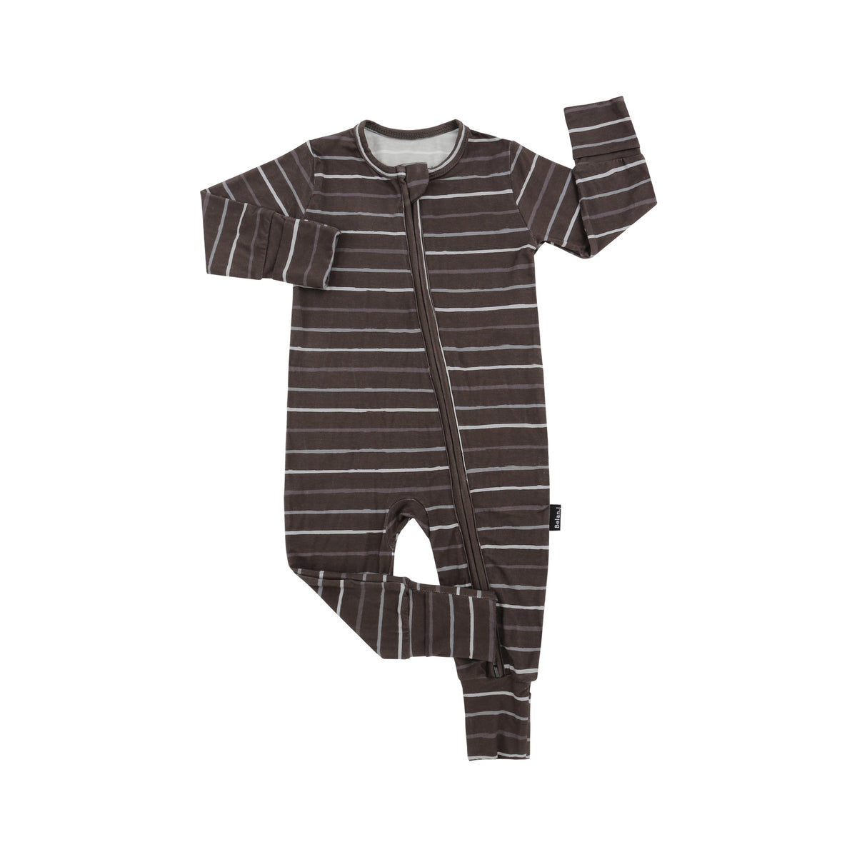 Footless Zipper Sleeper - Charcoal Stripes
