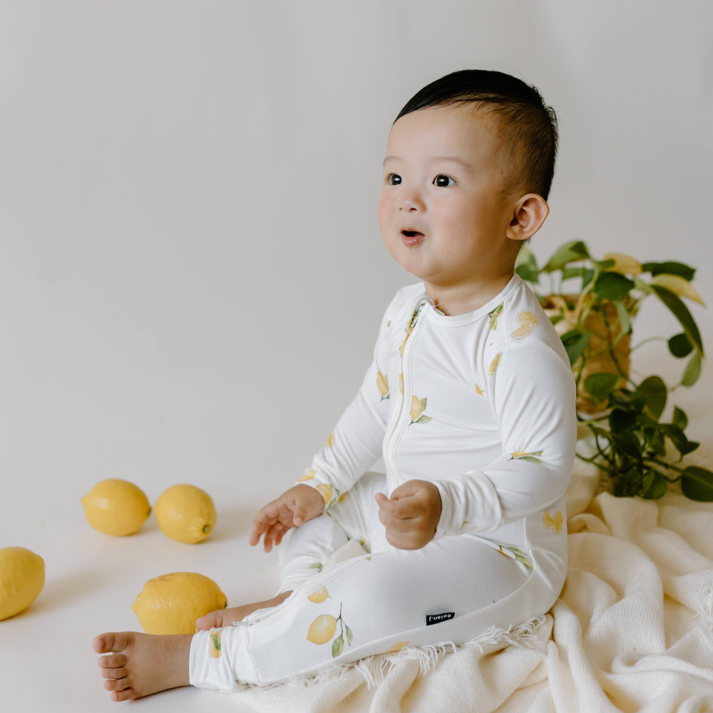 Footless Sleeper with Fold-Over Cuffs - Lemons