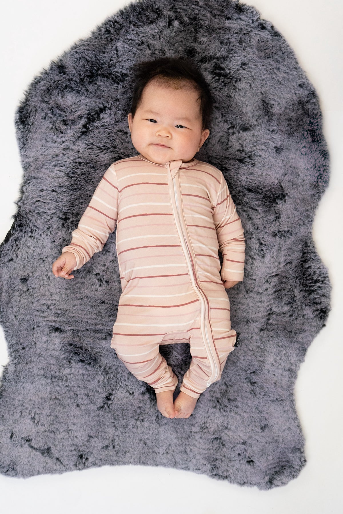 Footless Zipper Sleeper - Pink Stripes