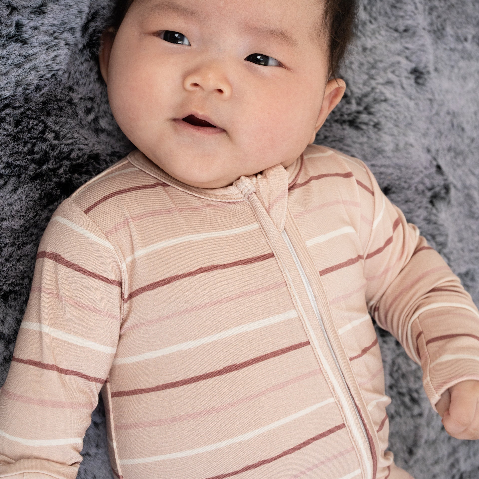 Footless Zipper Sleeper - Pink Stripes