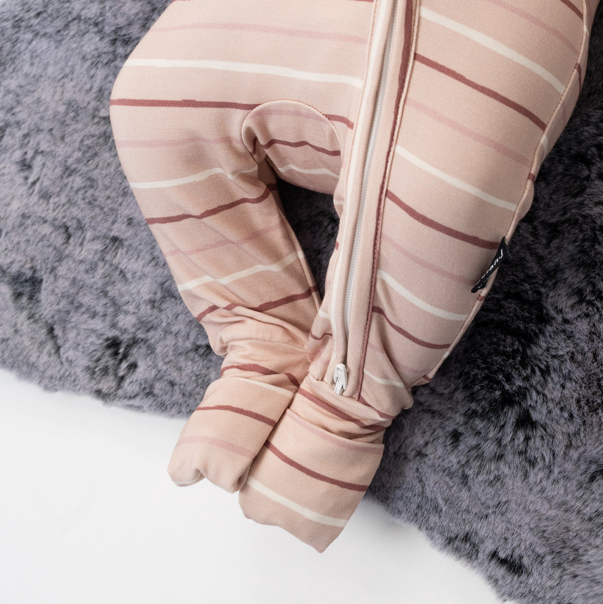 Footless Zipper Sleeper - Pink Stripes