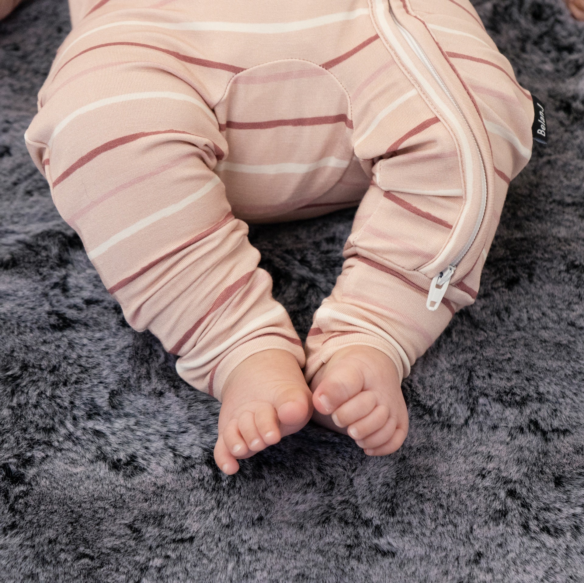 Footless Zipper Sleeper - Pink Stripes