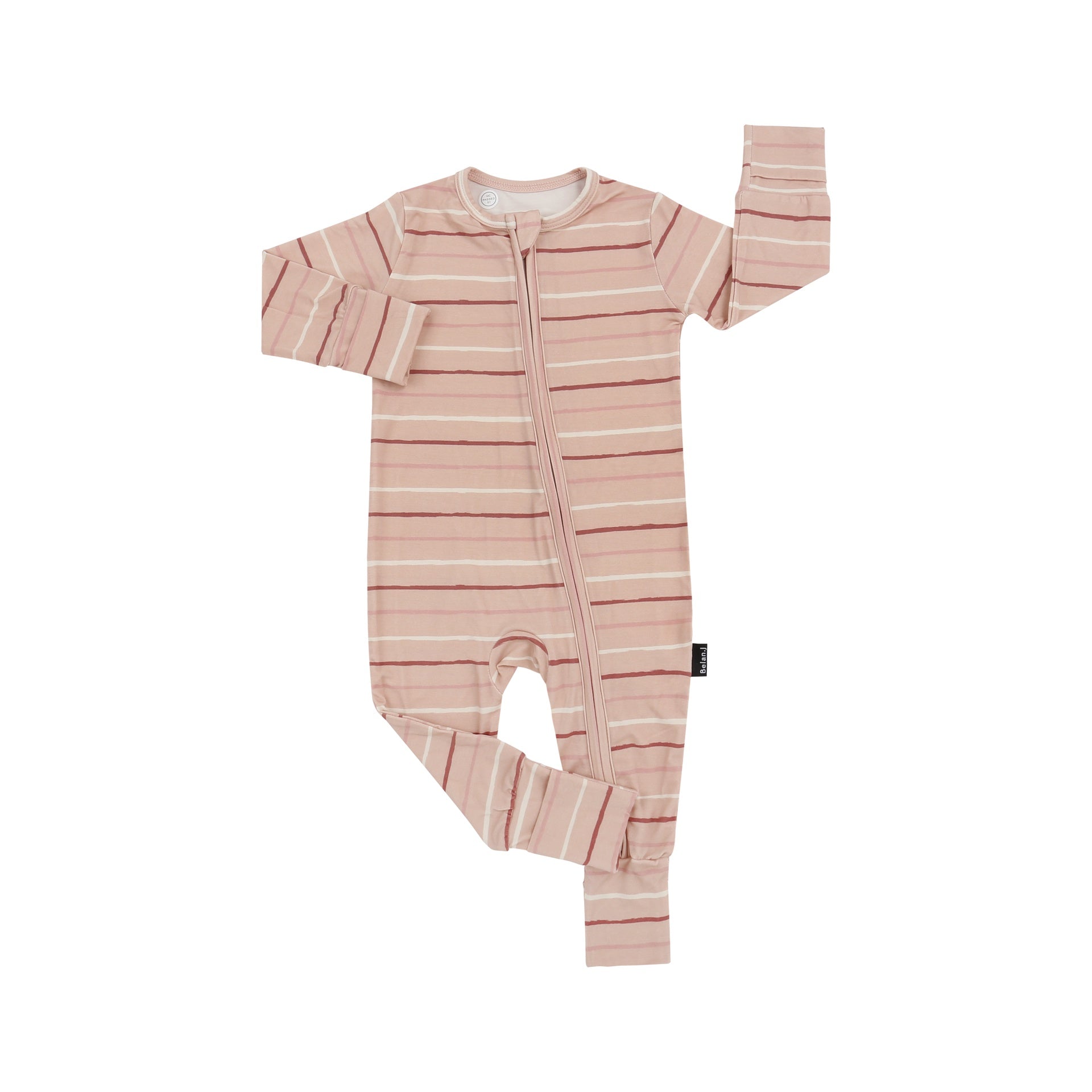 Footless Zipper Sleeper - Pink Stripes