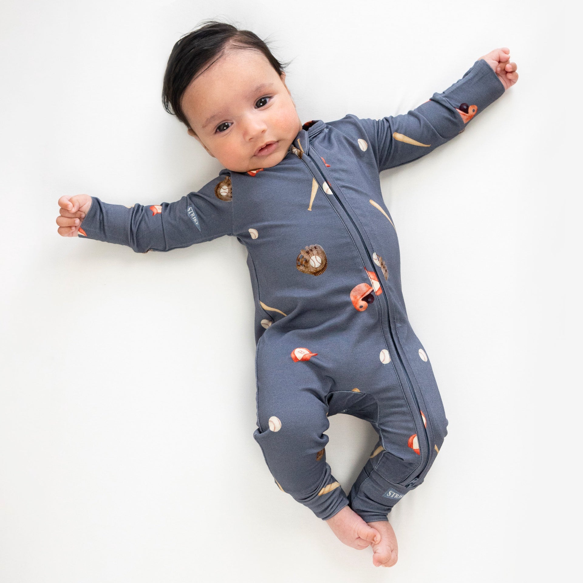 Footless Zipper Sleeper - Baseball