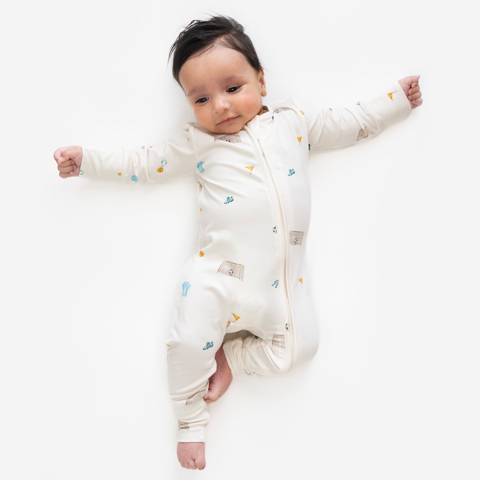 Footless Zipper Sleeper - Soccer