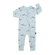 Footless Sleeper with Fold-Over Cuffs - Blue Whales