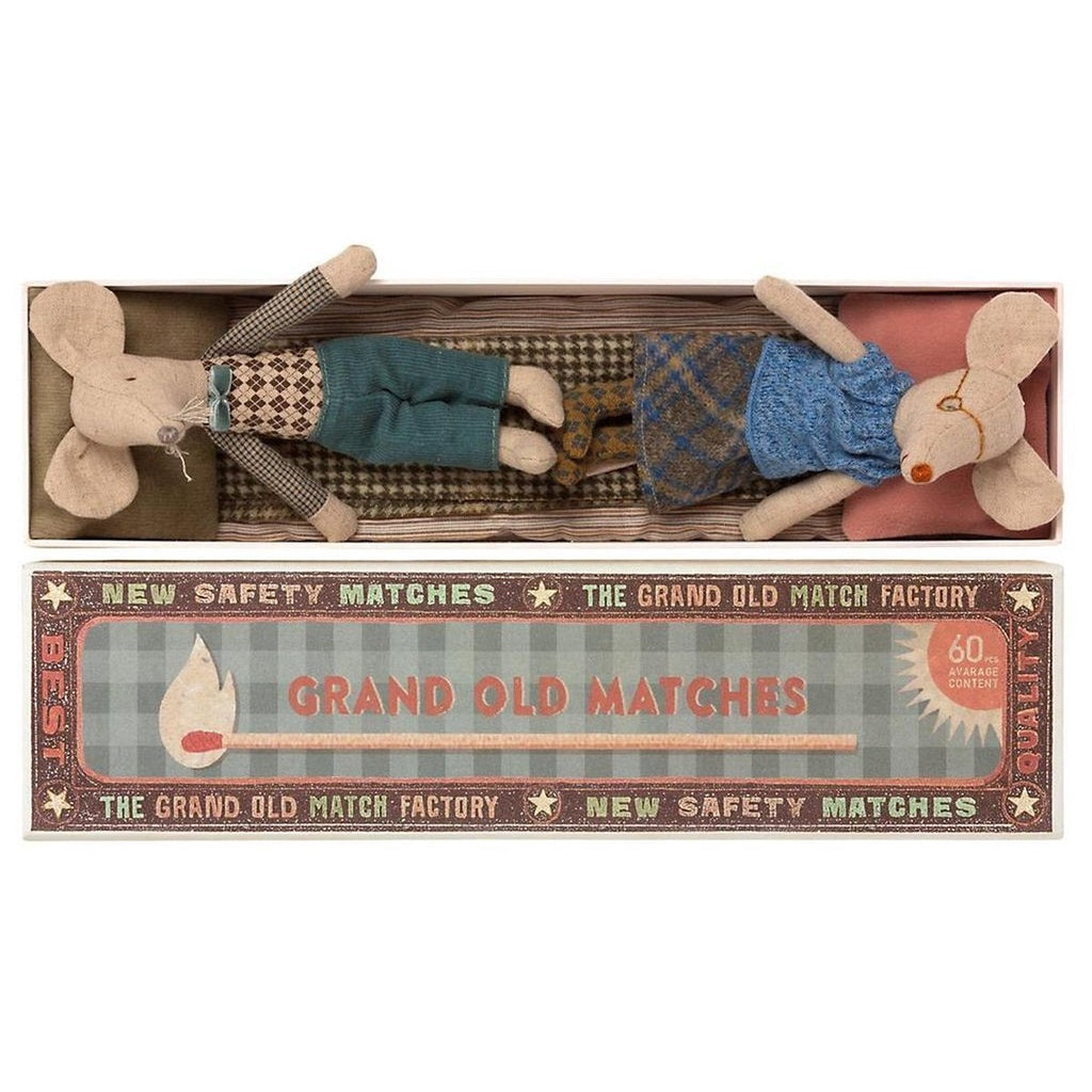 Maileg Grandma and Grandpa Mice in Matchbox