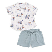 Angel Dear Polo Button Up With Casual Shorts- Zooming Golf Carts