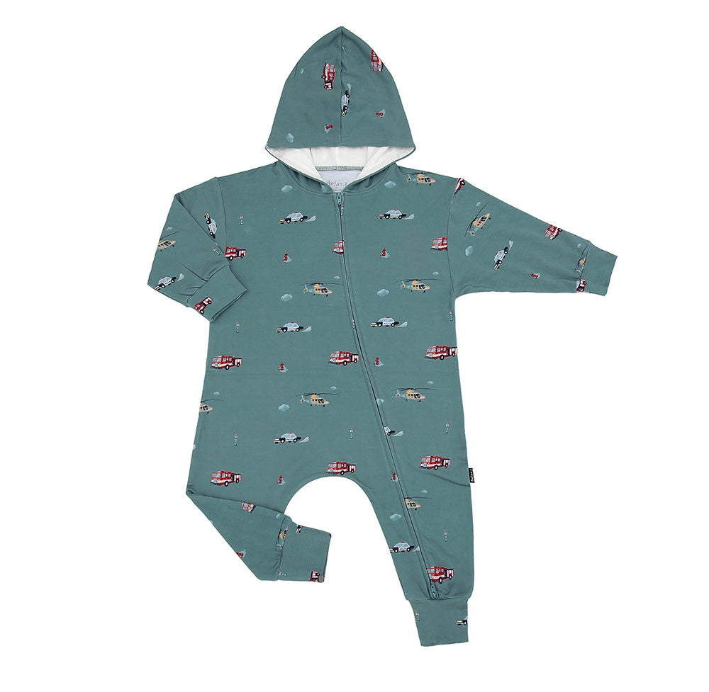 Hooded Zipper Jumpsuit - Emergency Vehicles