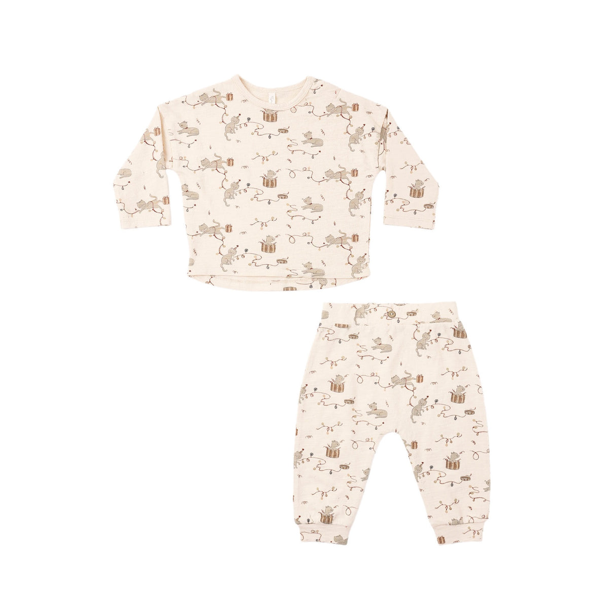 Rylee + Cru Long Sleeve Tee + Pant Set - Kitties