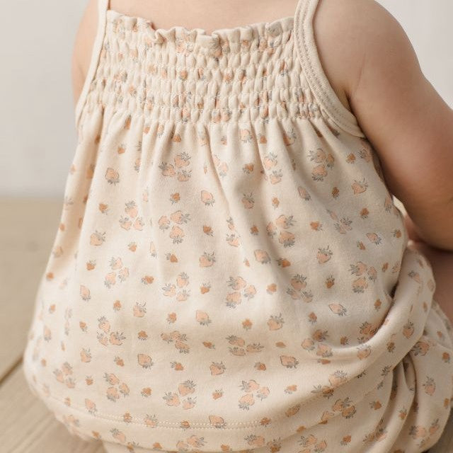 Quincy Mae Smocked Tank + Bloomer Set - Strawberries