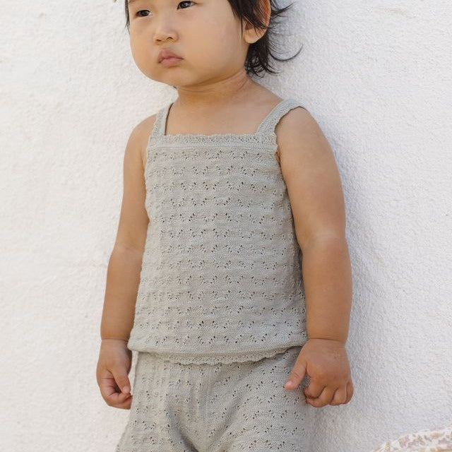 Quincy Mae Pointelle Tank + Shortie Set - Sage